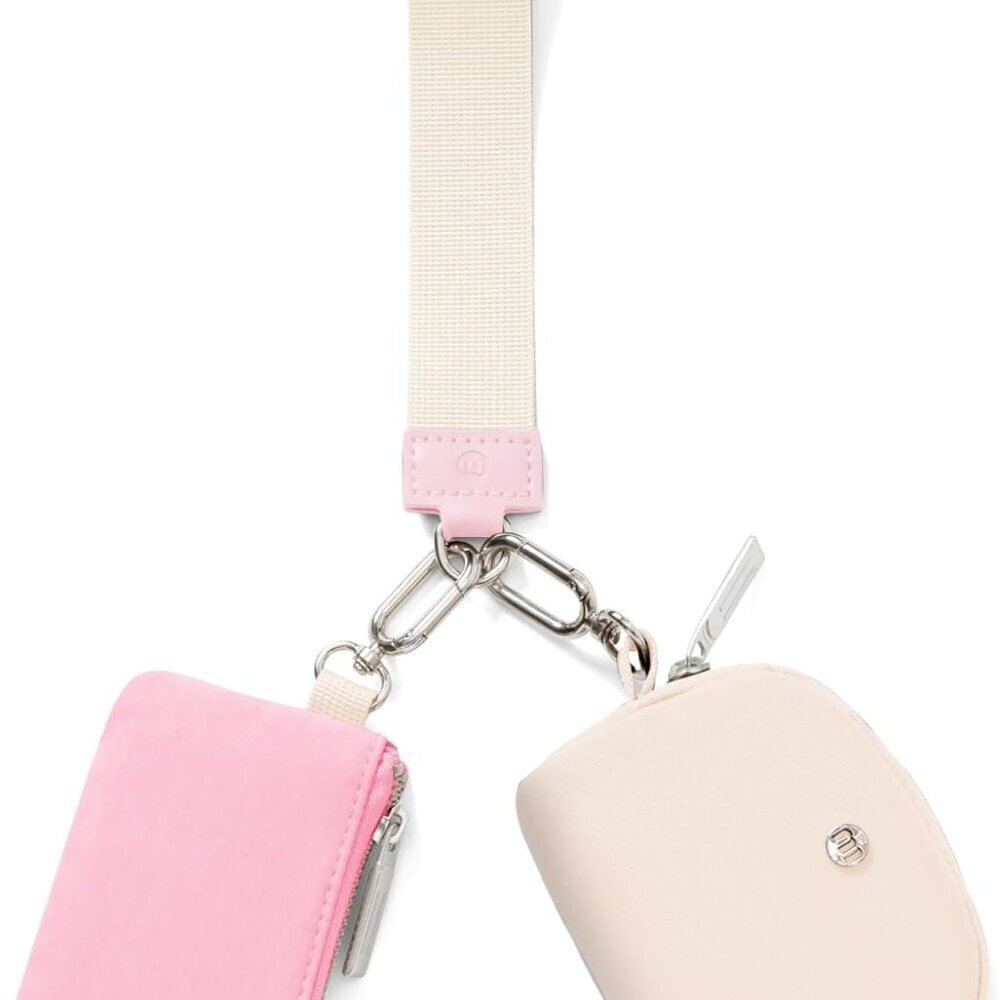 Mini Zip Around Wristlet Wallet for Women Dual Pouch Wristlet Portable Wallet